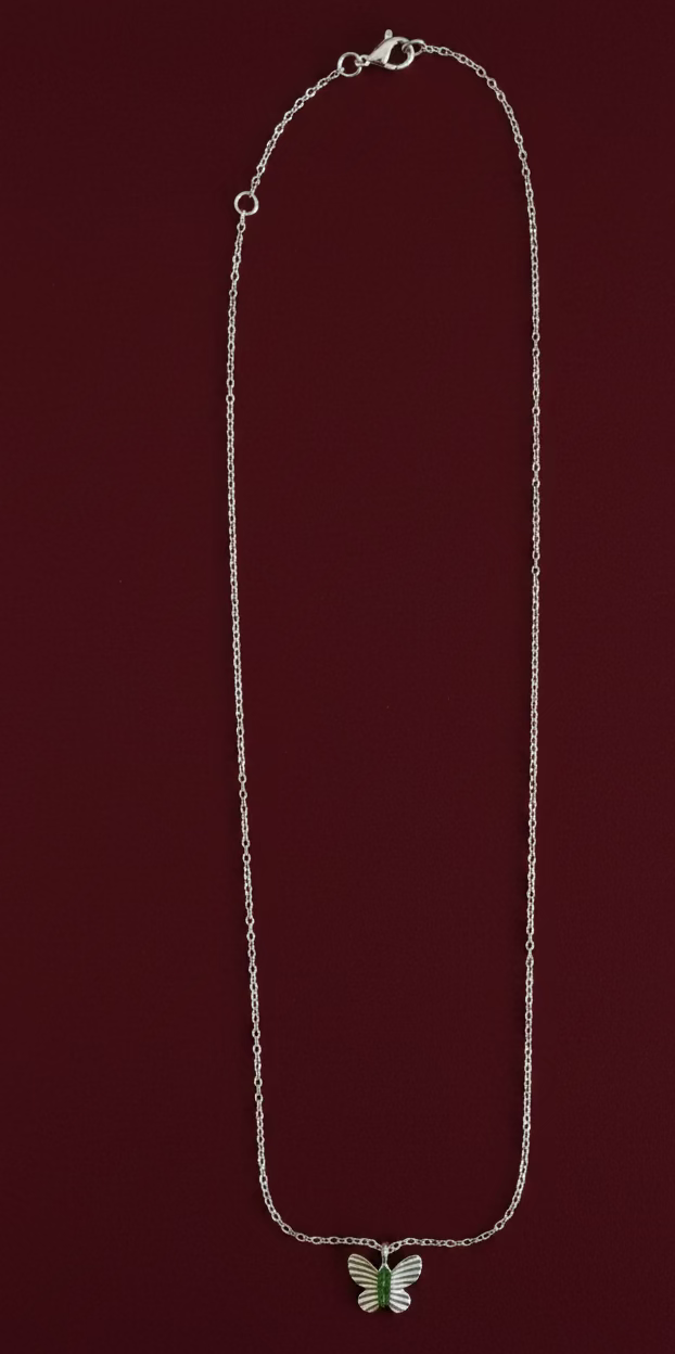 925 Sterling Silver Butterfly Necklace with CZ Stones – 42cm