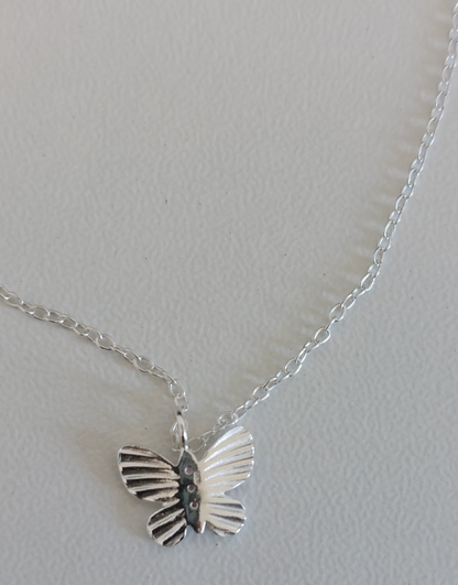 925 Sterling Silver Butterfly Necklace with CZ Stones – 42cm
