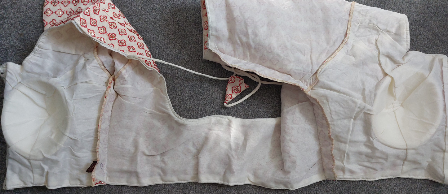 Pure Khadi Embroidered Blouse with Front Open Hook (Free Size 38–42)