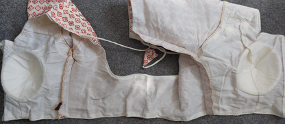 Pure Khadi Embroidered Blouse with Front Open Hook (Free Size 38–42)