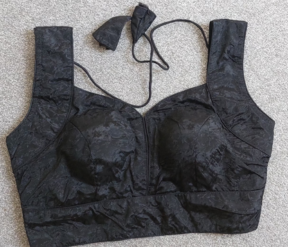 Chinon Silk Jacquard Top with Inside Sleeves & Hook Back (Free Size)