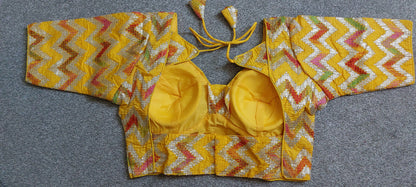 Fancy Chanderi Silk Blouse 219 with Back Hook & 11-Inch Sleeves (Free Size)