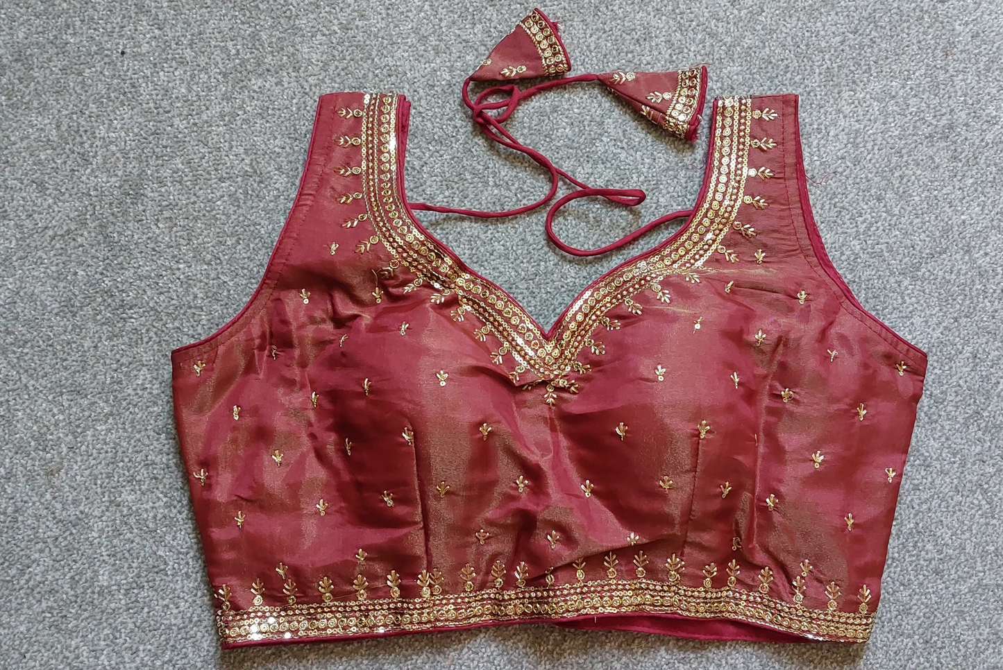 Cosmos Silk Embroidered Blouse with Zari & Sequin Work (Free Size 34–40)