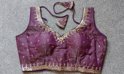 Cosmos Silk Embroidered Blouse with Zari & Sequin Work (Free Size 34–40)