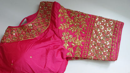 Readymade Silk Saree Blouse Heavy Sequins Jari Work Crop Top Size 38 to 40