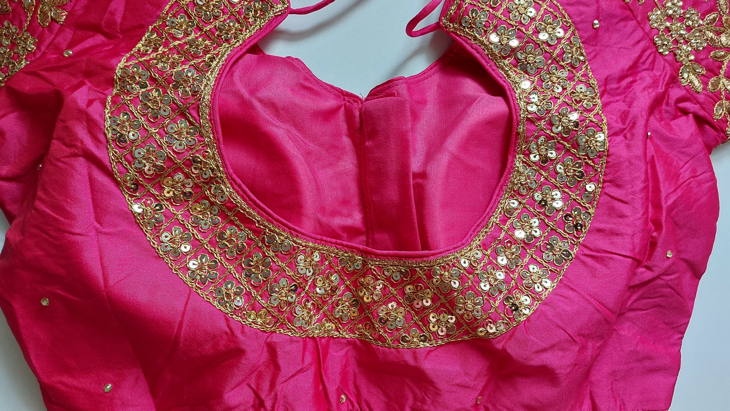 Readymade Silk Saree Blouse Heavy Sequins Jari Work Crop Top Size 38 to 40