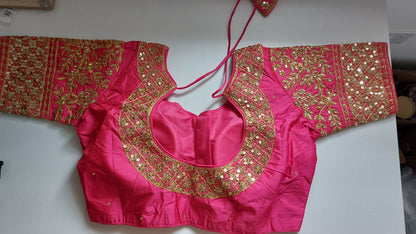 Readymade Silk Saree Blouse Heavy Sequins Jari Work Crop Top Size 38 to 40