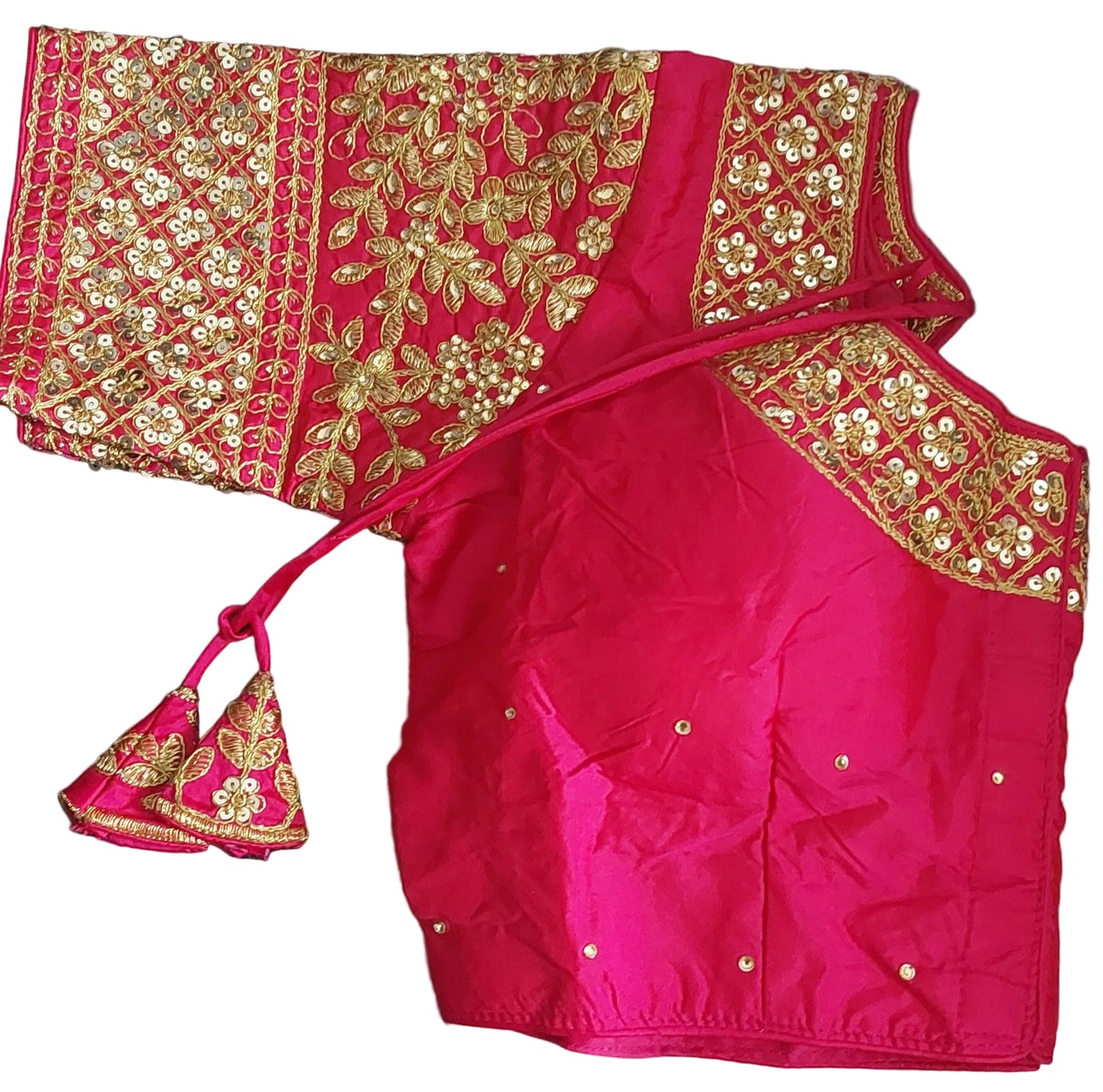 Readymade Silk Saree Blouse Heavy Sequins Jari Work Crop Top Size 38 to 40
