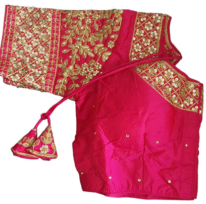 Readymade Silk Saree Blouse Heavy Sequins Jari Work Crop Top Size 38 to 40