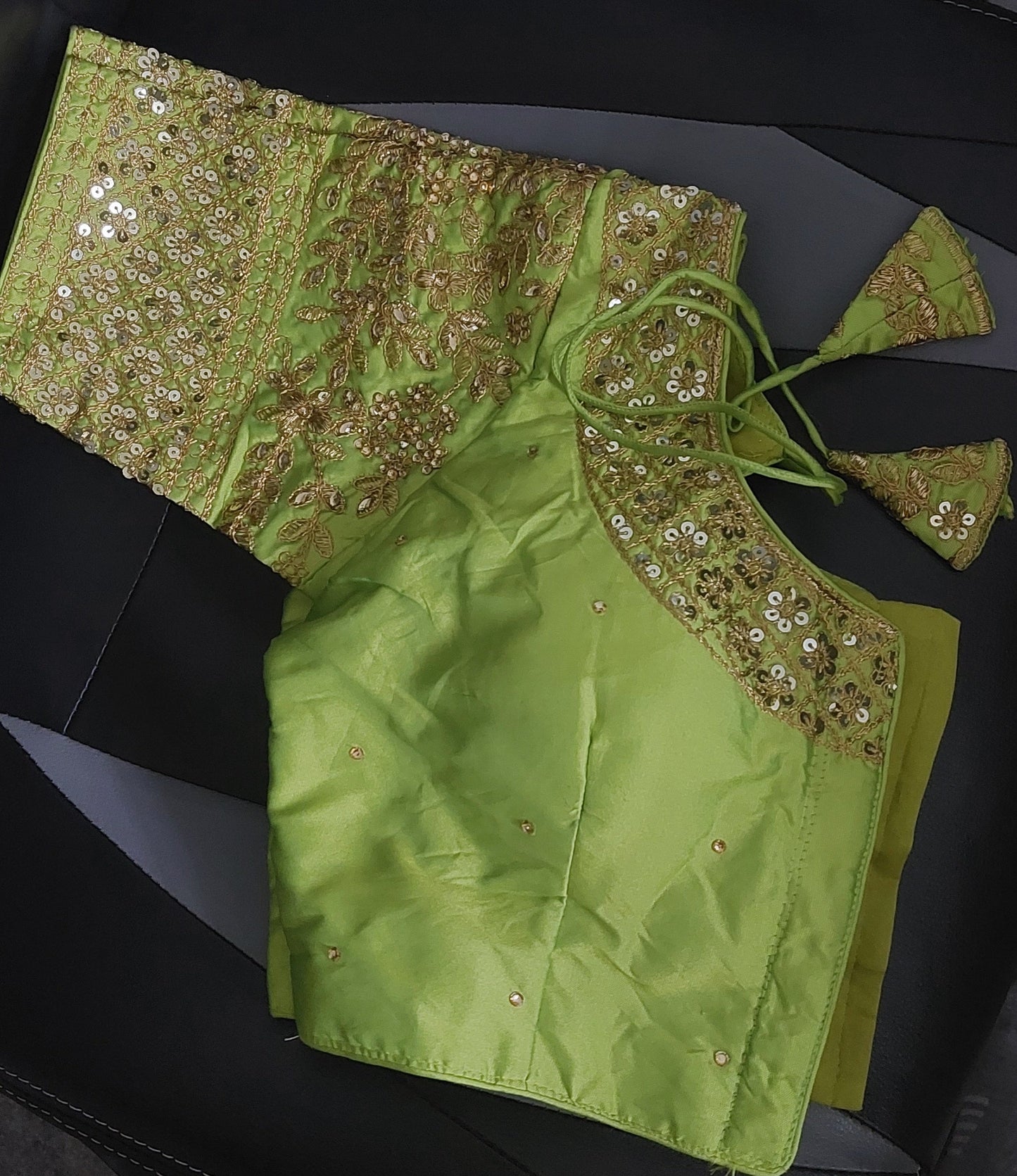 Readymade Silk Saree Blouse Heavy Sequins Jari Work Crop Top Size 38 to 40