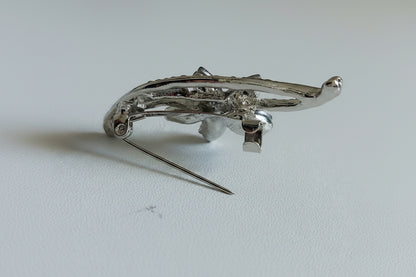 Rhodium Plated Floral Montana Blue Crystal Brooch – Elegant Designer Gift for Her