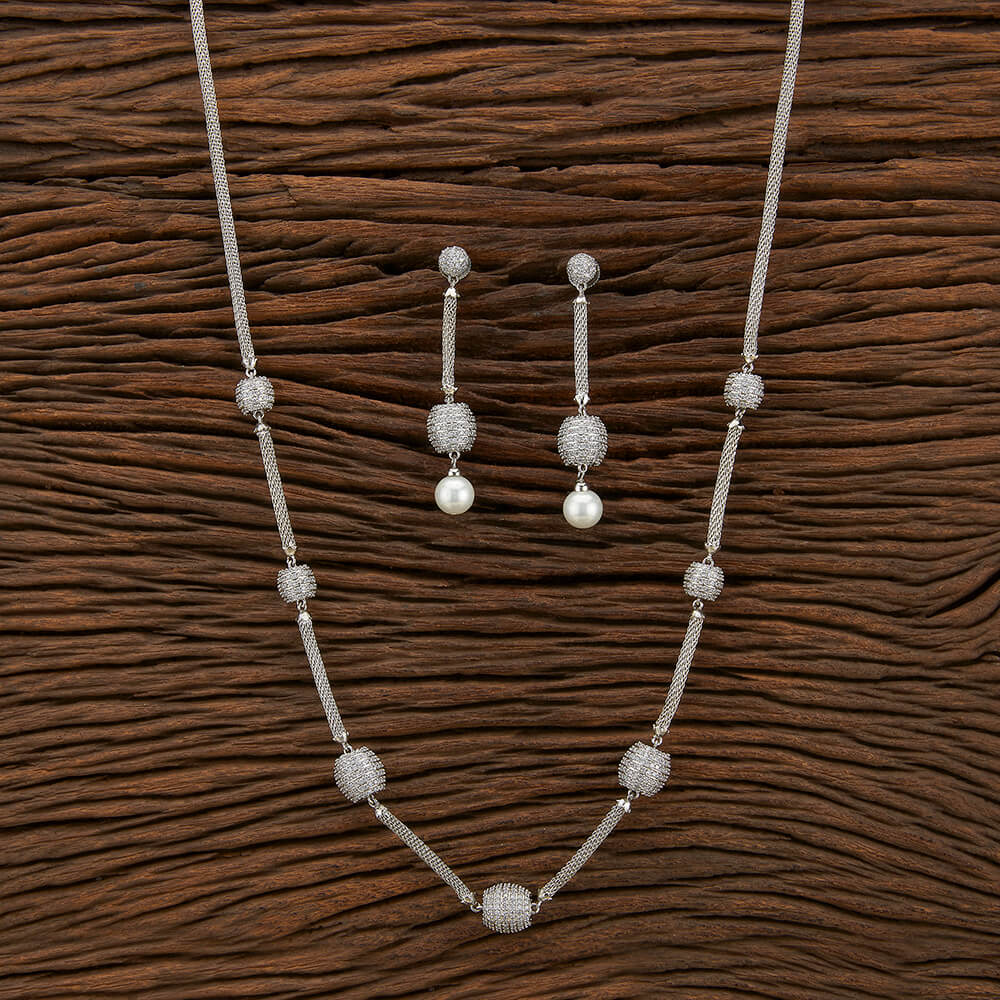 American Diamond Classic Pendant Set – Elegant AD Jewellery