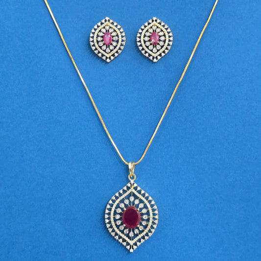 CZ Classic Pendant Set – Two‑Tone Plated