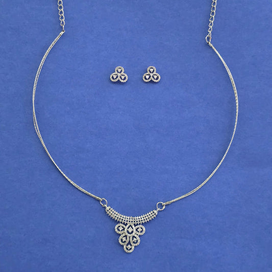 CZ Classic Pendant Set – Rhodium & Two‑Tone Plated