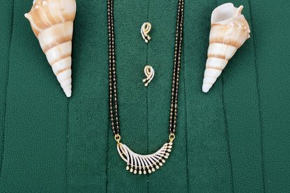 American Diamond Mangalsutra Pendant Set with Earrings