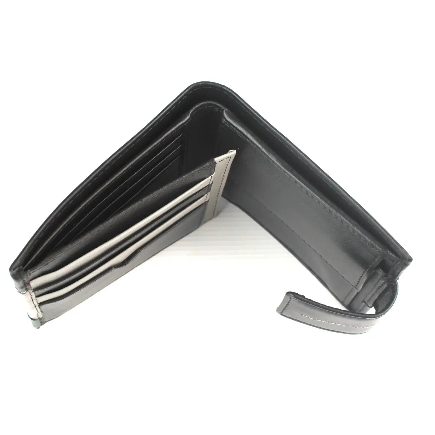 Leather Tri‑Fold Wallet with Contrast Colour Tab, 7 Card Slots & Large ID Window