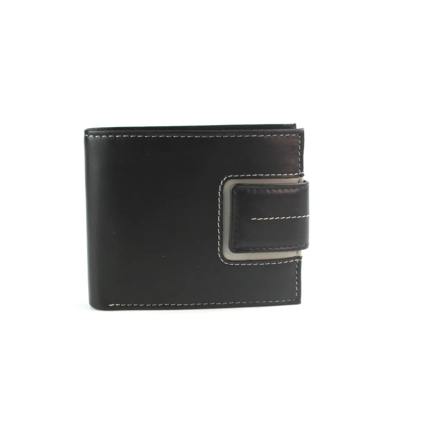 Leather Tri‑Fold Wallet with Contrast Colour Tab, 7 Card Slots & Large ID Window