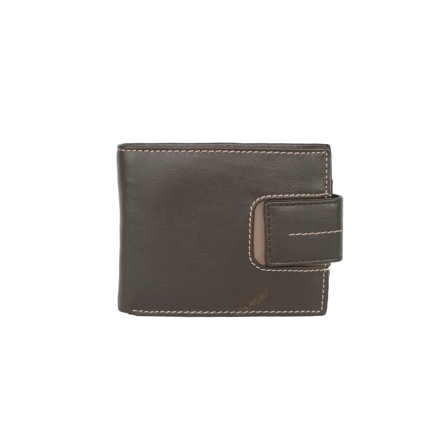 Leather Tri‑Fold Wallet with Contrast Colour Tab, 7 Card Slots & Large ID Window