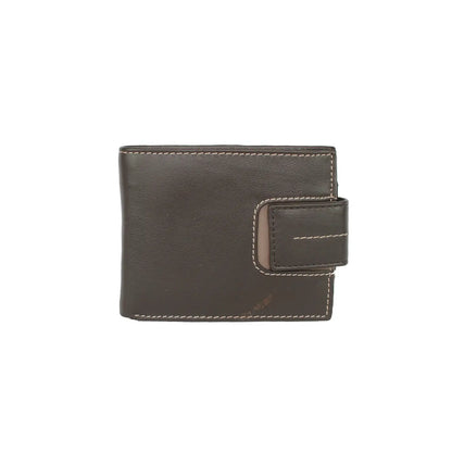 Leather Tri‑Fold Wallet with Contrast Colour Tab, 7 Card Slots & Large ID Window