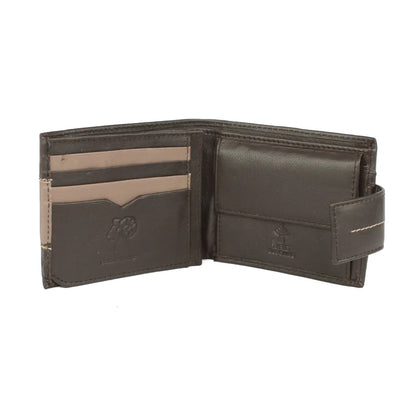 Leather Tri‑Fold Wallet with Contrast Colour Tab, 7 Card Slots & Large ID Window