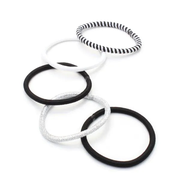 Molly and Rose Black and white elastics & scrunchie set