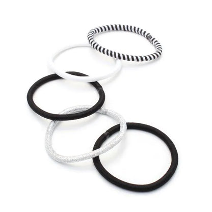 Molly and Rose Black and white elastics & scrunchie set