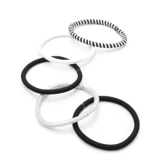 Molly and Rose Black and white elastics & scrunchie set