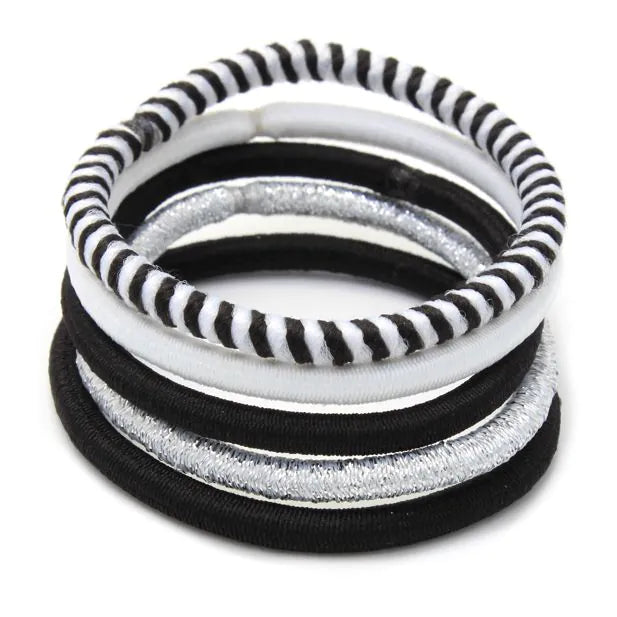 Molly and Rose Black and white elastics & scrunchie set