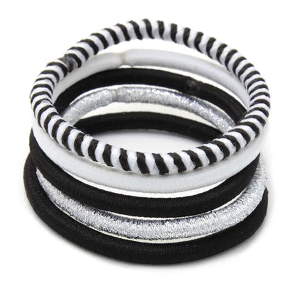 Molly and Rose Black and white elastics & scrunchie set
