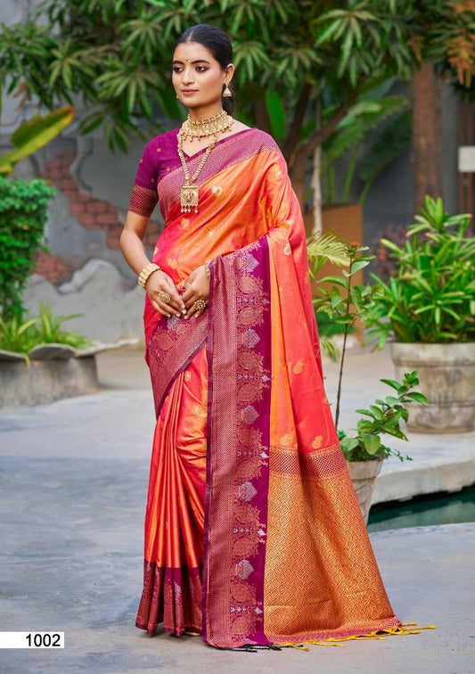 Lightweight Printed Soft Silk Saree with Blouse | Fancy Wear Silk Sari
