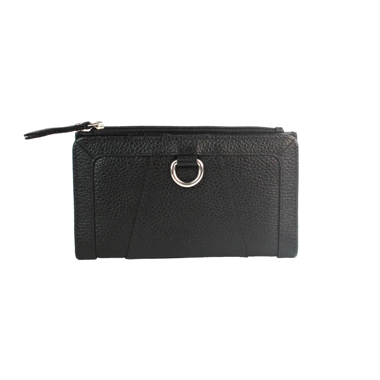 Leather Purse with Grain Finish, 11 Card Slots, ID Window & RFID Protection