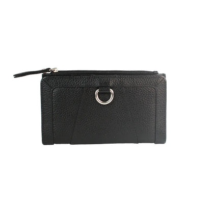 Leather Purse with Grain Finish, 11 Card Slots, ID Window & RFID Protection