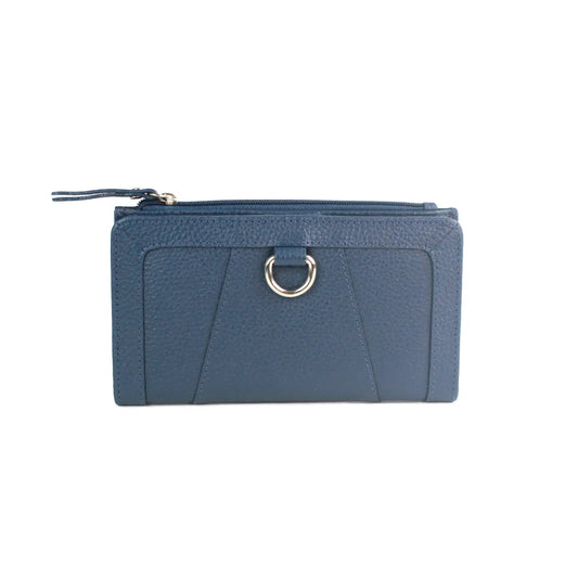 Leather Purse with Grain Finish, 11 Card Slots, ID Window & RFID Protection