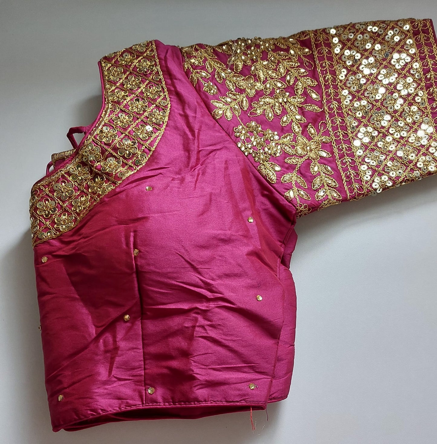 Readymade Silk Saree Blouse Heavy Sequins Jari Work Crop Top Size 38 to 40