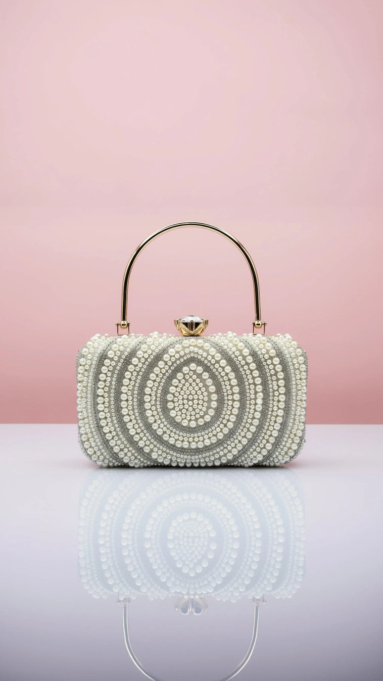 Crystal & Pearl Evening Clutch Bag Collection – Bow, Beaded, Mirrored Box Party Bags
