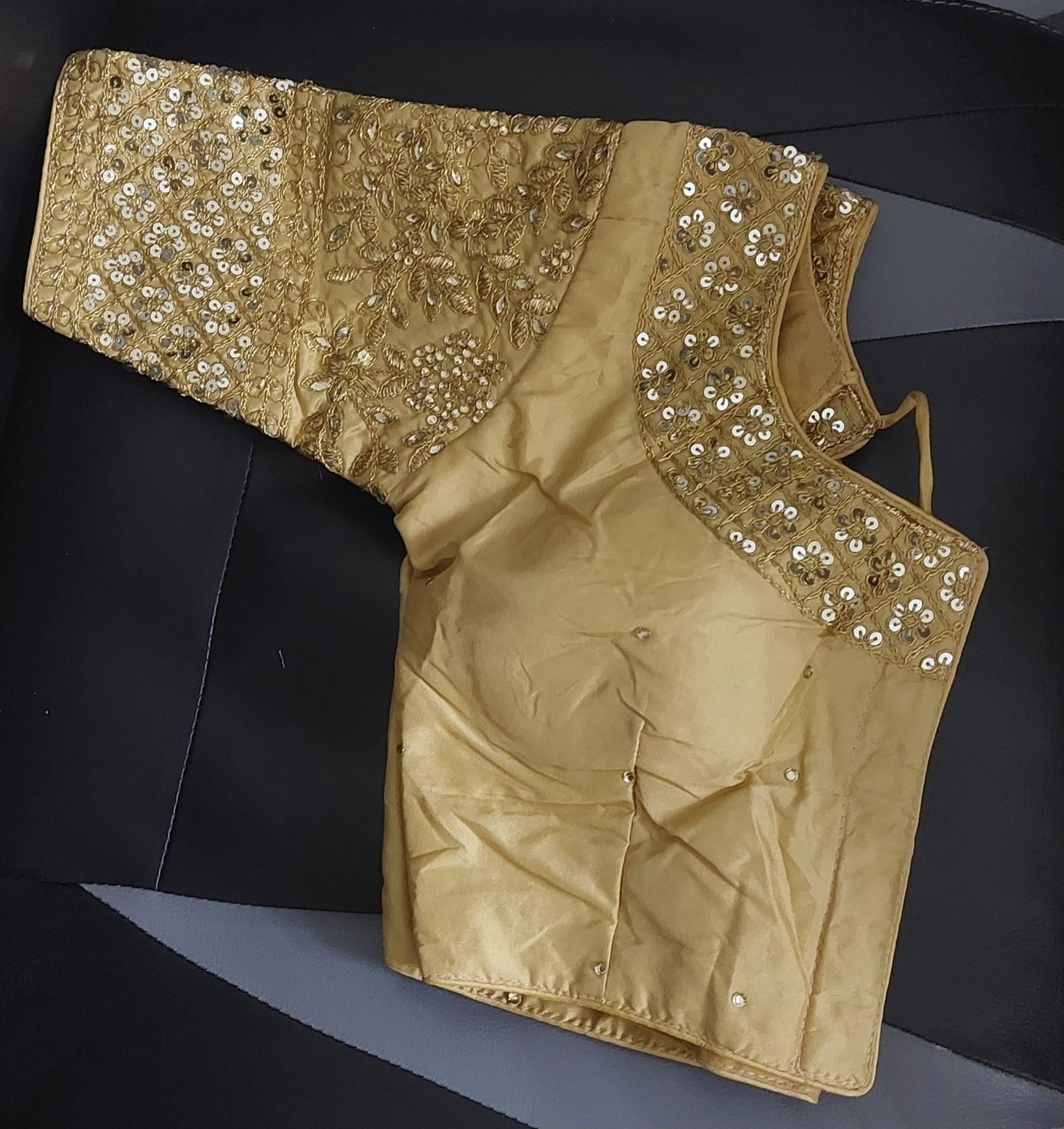 Readymade Silk Saree Blouse Heavy Sequins Jari Work Crop Top Size 38 to 40