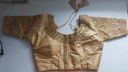Readymade Silk Saree Blouse Heavy Sequins Jari Work Crop Top Size 38 to 40