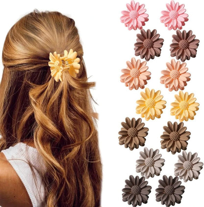 Super Matte Flower Hair Claw Clips – 10 Pack Decorative Interlocking Teeth Hair Clips Accessories