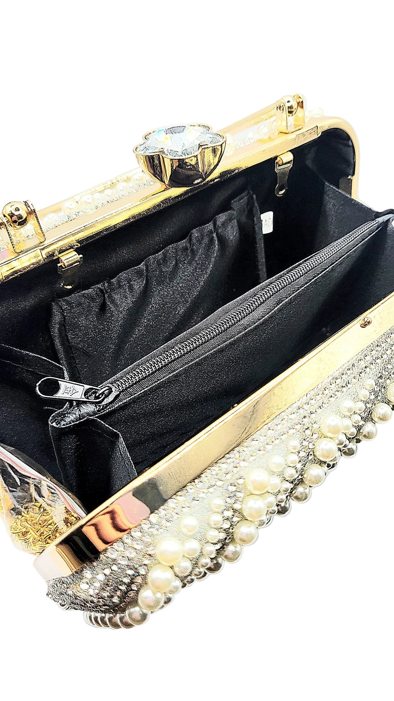 Crystal & Pearl Evening Clutch Bag Collection – Bow, Beaded, Mirrored Box Party Bags