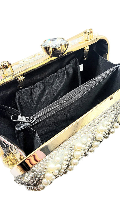 Crystal & Pearl Evening Clutch Bag Collection – Bow, Beaded, Mirrored Box Party Bags