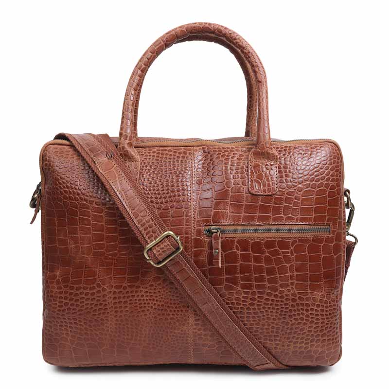 Premium Brown Genuine Leather Office Laptop Bag – Business Briefcase with Shoulder Strap