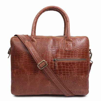 Premium Brown Genuine Leather Office Laptop Bag – Business Briefcase with Shoulder Strap
