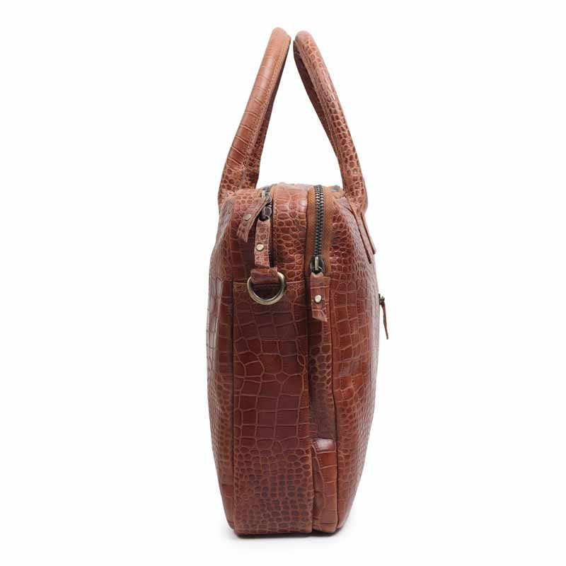 Premium Brown Genuine Leather Office Laptop Bag – Business Briefcase with Shoulder Strap