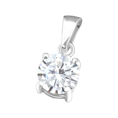 925 Sterling Silver CZ Pendant - Birthstone Necklace Charm