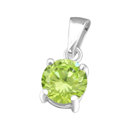 925 Sterling Silver CZ Pendant - Birthstone Necklace Charm