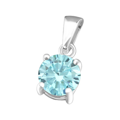 925 Sterling Silver CZ Pendant - Birthstone Necklace Charm