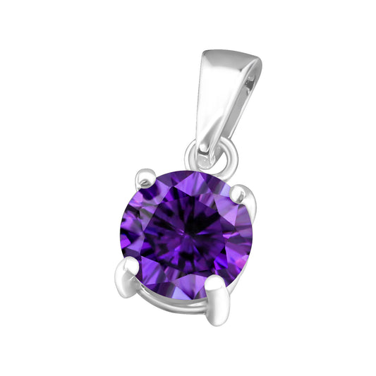 925 Sterling Silver CZ Pendant - Birthstone Necklace Charm