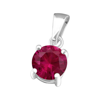 925 Sterling Silver CZ Pendant - Birthstone Necklace Charm