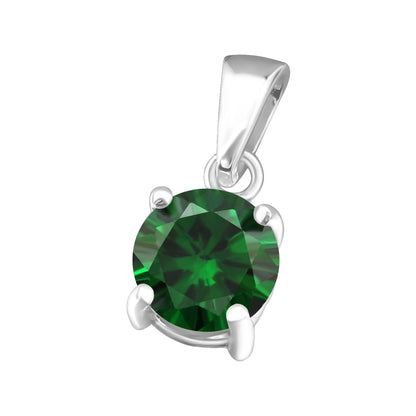 925 Sterling Silver CZ Pendant - Birthstone Necklace Charm