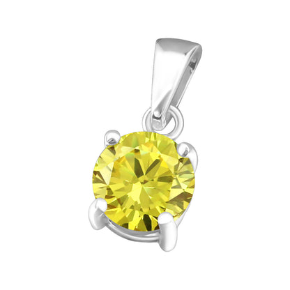 925 Sterling Silver CZ Pendant - Birthstone Necklace Charm